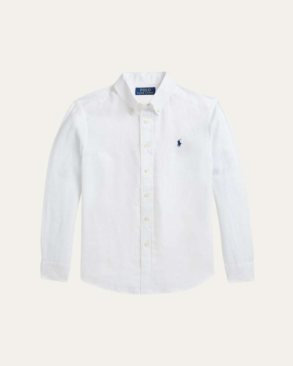 Boy's Classic Embroidered Sport Shirt, Size S-XL